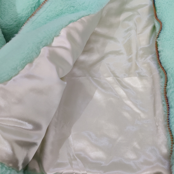 Cat & Jack Hooded Unicorn Faux Fur Thick Winter Green Coat Girls Size Large - Picture 3 of 8